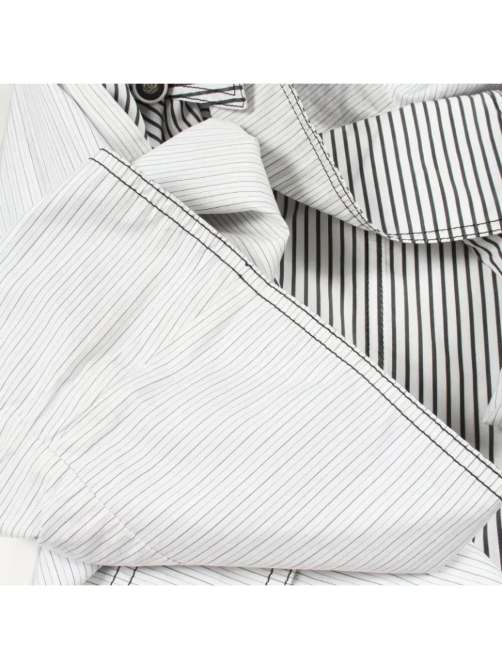 Chanel Soutien Collar Coat CC Logo Button Stripe Reversible